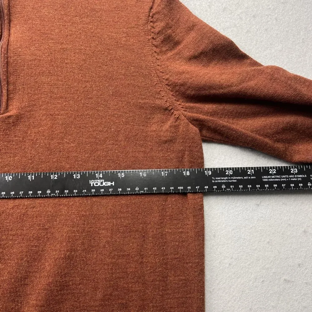 Jos A‎ Bank Traveler Small 100% Merino Wool Quarter Zip Sweater Rust Orange